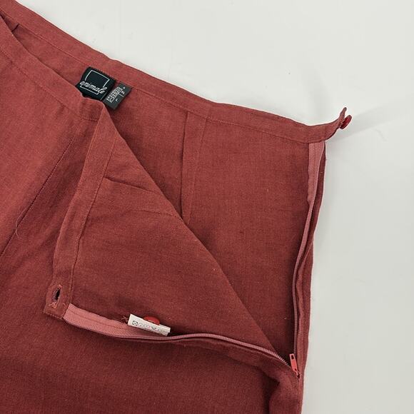 Animale Women’s Rust Linen Cropped Wide Leg Flat Front Pants Size Large - Picture 4 of 13